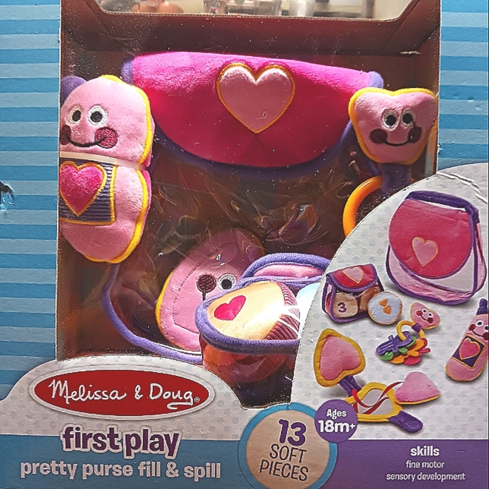 Melissa and Doug first play pretty purse fill and spill 13 soft piece set